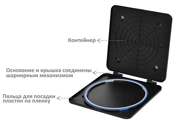 Бокс Hiner-Pack SHWS-8/1 для индивидуального хранения, переноски и транспортировки кремниевых пластин на пяльцах