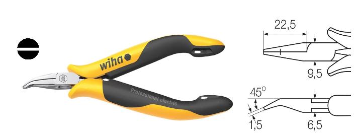 Плоскокруглогубцы Wiha Professional ESD (изогнутая форма, ок. 45°)