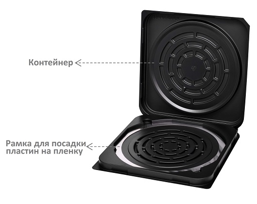 Контейнер Hiner-Pack SVFWS-12-BL для индивидуального хранения, переноски и транспортировки кремниевых пластин Ø300 мм (12") на рамке