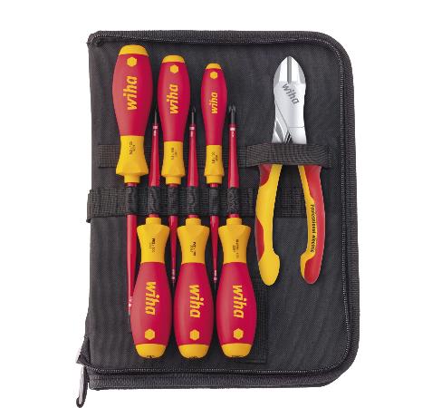 Набор инструментов Wiha для электрика (отвёртка, силовые бокорезы) 7 предметов в сумке-папке для инструментов